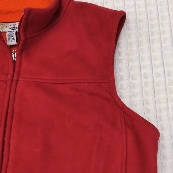 Columbia Red Fleece Vest with Orange Accents - Picture 4 of 14